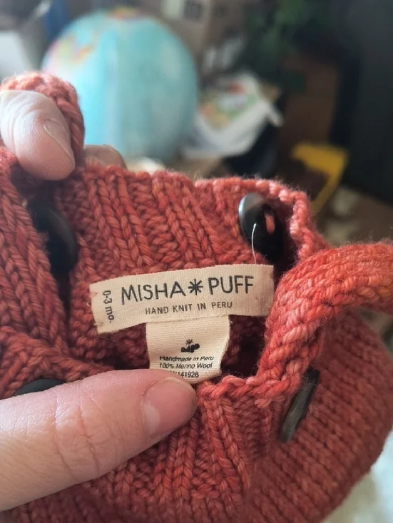 Misha And Puff Hand-Knit Baby Romper in Burnt Orange - Picture 3 of 3